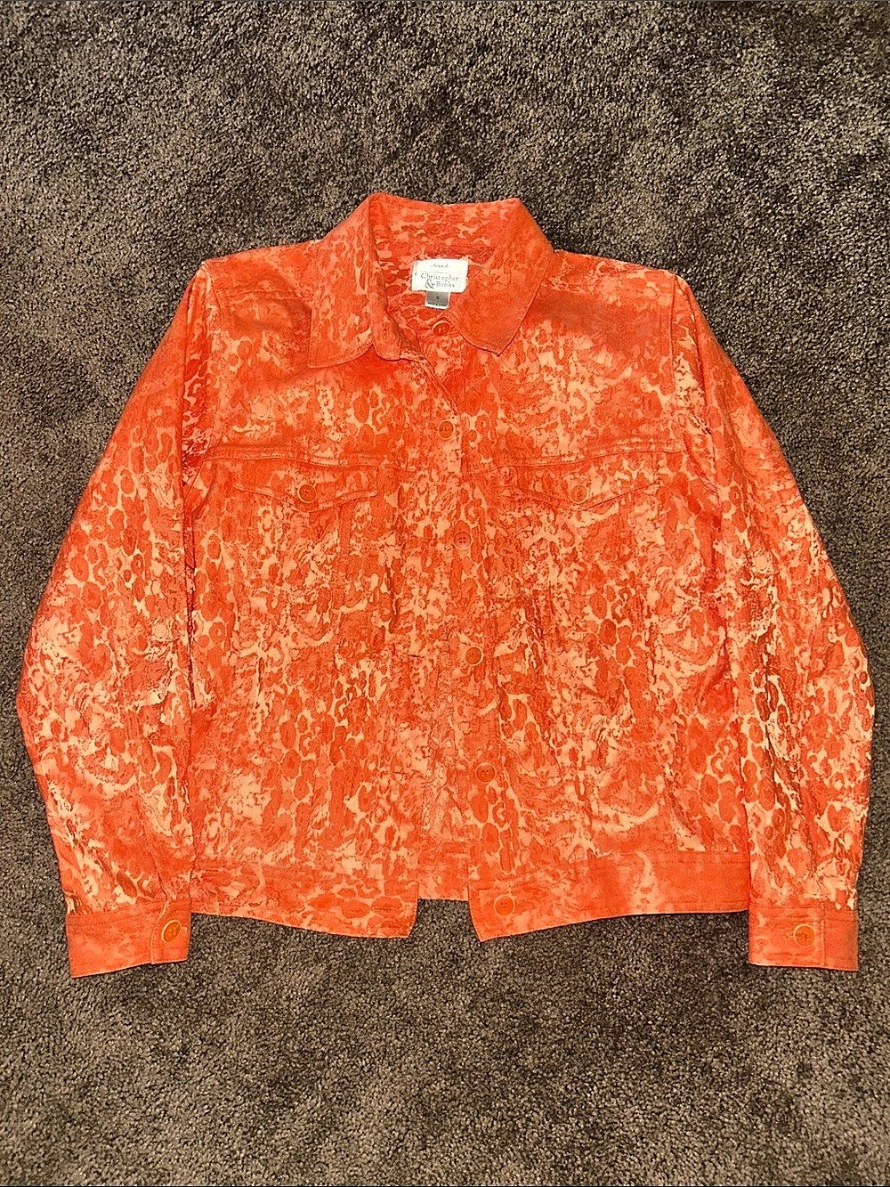 Christopher Banks Women's Animal Print Jacket Orange Small Like New